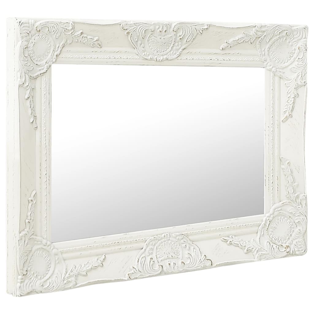 vidaXL Espejo de Pared Estilo Barroco Blanco 50x40 cm