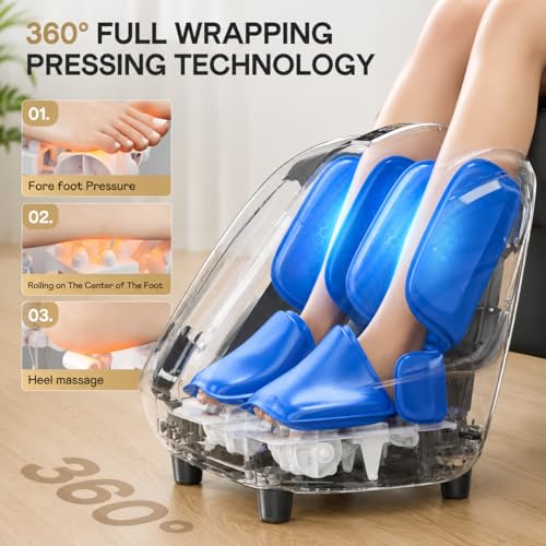 Image of ARG AROGYA Leg, Foot & Calf Massager with Air Compression, Roller & Heating | 3 Intensity Levels & 3 Modes | Air Bag Foot, Leg Massager for Pain Relief, Relaxation & Better Blood Circulation (White)