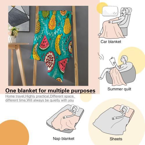 Manta Polar 220 x 240 Frutas de Colores, Mantas para Cama 105 de Franela Cálida y Cómoda para Niños y Adultos, Mantitas para Sofá Reversible para Cubre Sofa Colchas, Fácil de cuidar_8411a