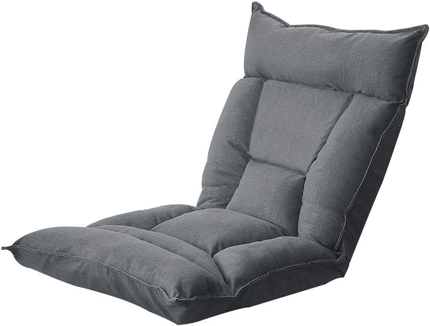 Adjustable Floor Chair with Back Support,Lazy Floor Sofa with Soft Chenille Fabric, Gaming Chair Floor Chair with Tufted Cushion, Lounge Chair for Reading Meditating Sleeping (Dark - Grey)
