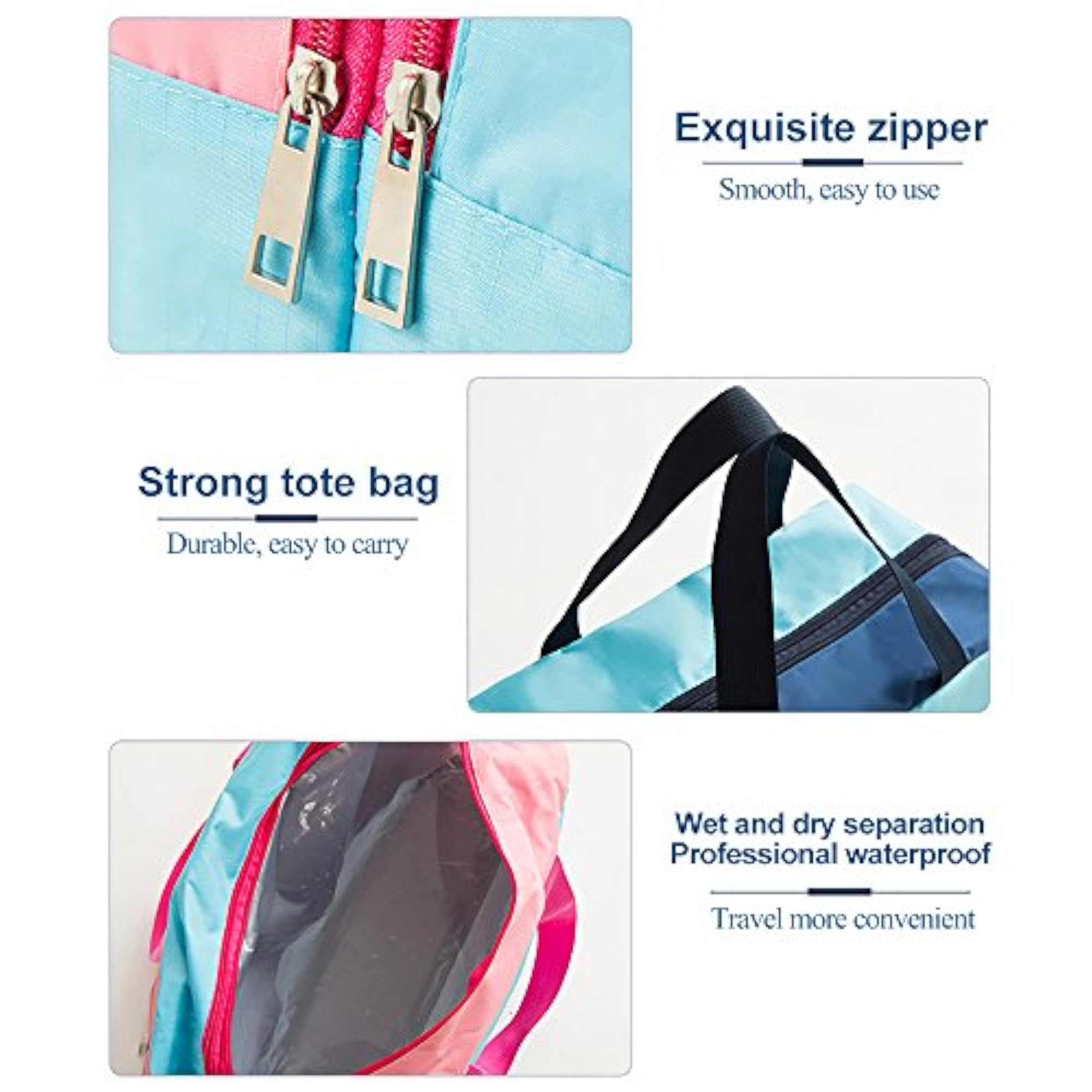 Waterproof Storage Bag for Beach, Navy Blue Mustache
