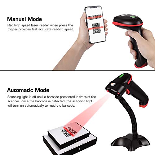 WoneNice Wireless 2D Barcode Scanner, Compatible with Bluetooth & 2.4GHz Wireless & Wired, Support Scan PDF417, QR and datamatrix Code for Computer, Tablet, iPhone, iPad, Android
