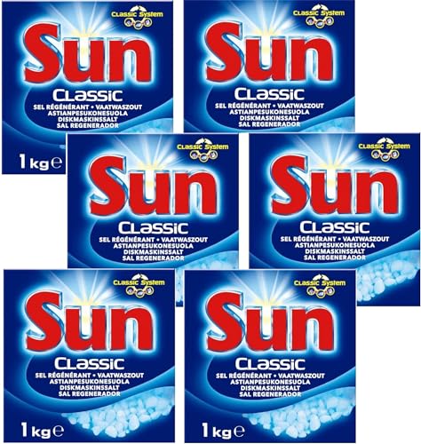 Sun Classic - Detergente para lavavajillas con sal regeneradora (1 kg, 6 unidades)