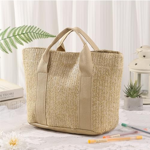 Bolso playero de palma para mujer miniatura 3