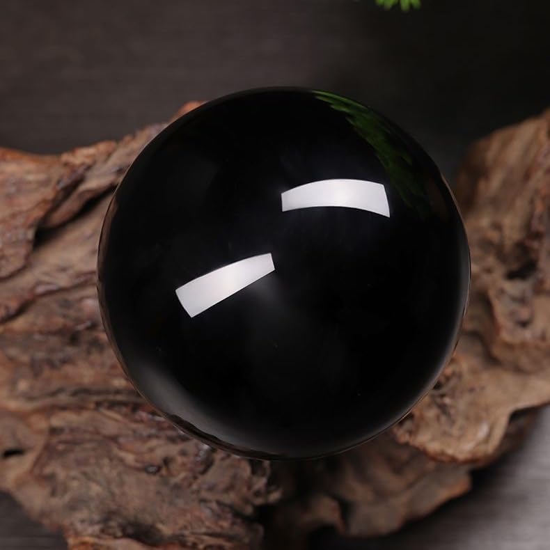 Obsidian Crystal Ball Ornaments Black Obsidian Ball Black Stone Office Living Room Gift Ornaments,Black,140mm