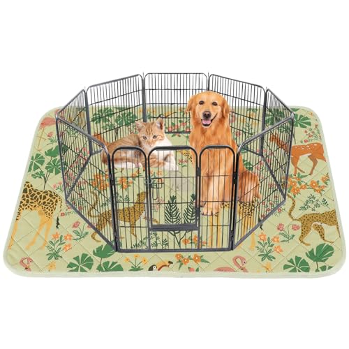 Image of IEUUMLER Washable Pee Pads for Dogs, 1 Pack Forest Pattern Reusable Waterproof Puppy Pads, Non-Slip Super Absorbent Dog Training Pad for Playpen Crate Bed EU013 Green Jungle, 48x48