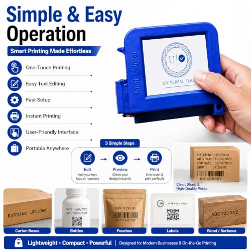 Image of Mini Thermal Inkjet Printer 12.7mm Without Handle | Batch Coding Machine for Date, MFG, EXP, MRP, Barcode & QR Code Printing | Compact TIJ Printer for Boxes, Bottles & Packaging