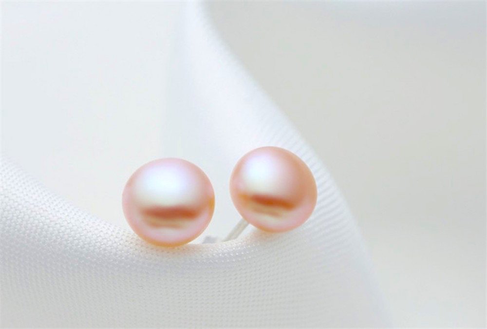 Kim Johanson Damen Perlen Schmuckset "Chic" aus 925 Sterling Silber mit echten rosa Süßwasser Perlen Halskette & Ohrringe inkl. Schmuckbeutel