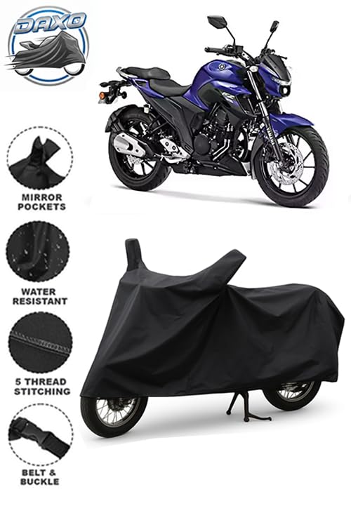 Image of Daxo Waterproof Bike Cover for Yamaha FZ 25 | All Weather Protection from Rain, Dust, UV Rays & Scratches with Mirror Pockets & Buckle Belt | FZ 25 Bike Cover