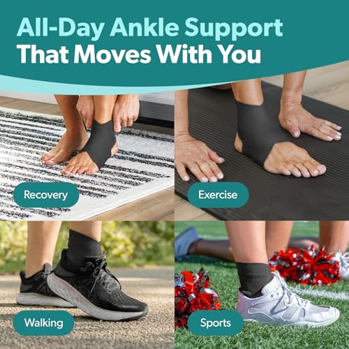 Image of BraceAbility Ankle Compression Sleeve, Ankle Support Brace for Sprained Ankle, Swelling, Tendonitis, Foot Compression Wrap for Running, Ankle Support for Women and Men (X-Large - Black)