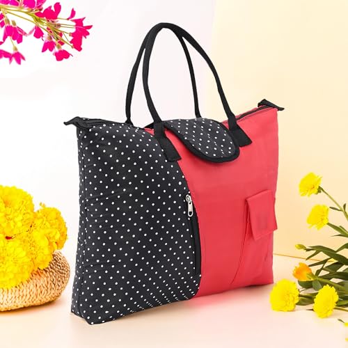 Image of Urbane Home Pack of 3 Foldable Shopping Bags For Women with 3 Small Pockets | Grocery /Vegetable Bags For Market | Blue,Brown & Grey
