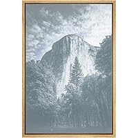 SIGNWIN Framed Canvas Wall Art Blue Wash Out Cloudy Sky with Mountain and Forest Nature Wilderness Realism Modern Scenic Relax/Calm Duotone for Living Room, Bedroom, Office - 16