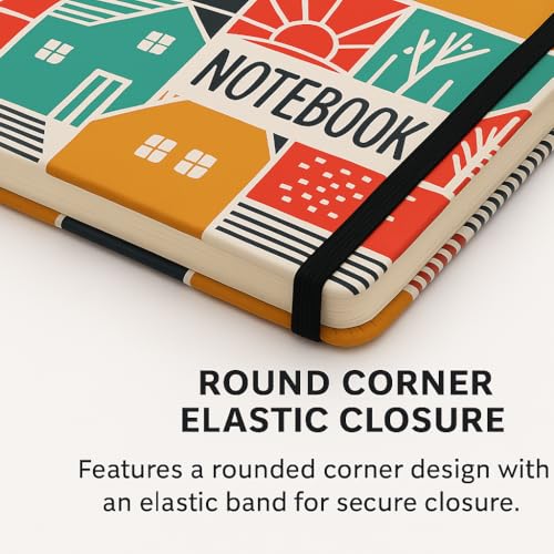 Image of COI A5 Trendy Pattern Journal - 5.5x8.5 in Unlined Notebook with 192 Premium 80 GSM Pages, Elastic Band & Two Ribbon Bookmarks for Daily Planning & Sketching