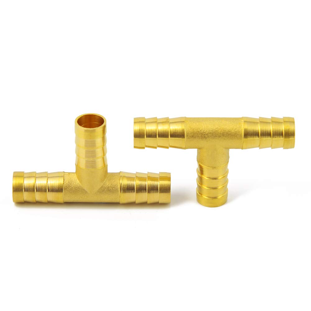 Metaland Brass 1/2" Barbed Tee Fitting 3 Way T Shape Adapter with Hose Clamps: Industrial & Scientific