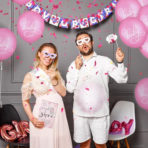 Image of Roowest 51 Pcs Tie Your Shoe Baby Shower Game Sign Wooden Sign Greenery Gift Sets Gender Reveal Party Favors 50 Balloons Latex Balloons for Game Wedding Supplies(Pink,Elephant)