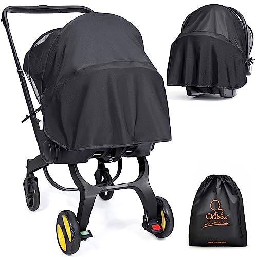 Orzbow Universal Cubierta 2 en 1 para Grupo 0+ (Maxi Cosi/Cybex/Römer) con Cremallera,Transpirable Mosquitera & Parasol para Silla de Coche con Soporte,Transpirable y Ligero (Negro)
