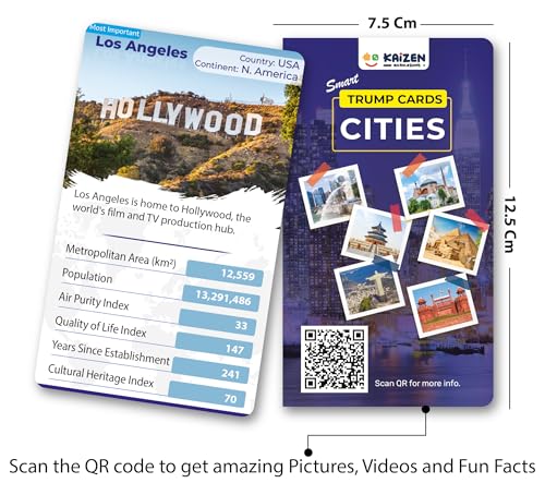 Image of Kaizen MicroLessons World Cities Trump Cards - Educational Geography Game for 7-12 Year olds | Battle with 50 Famous Global Cities | Ideal for Students & Geography Buffs