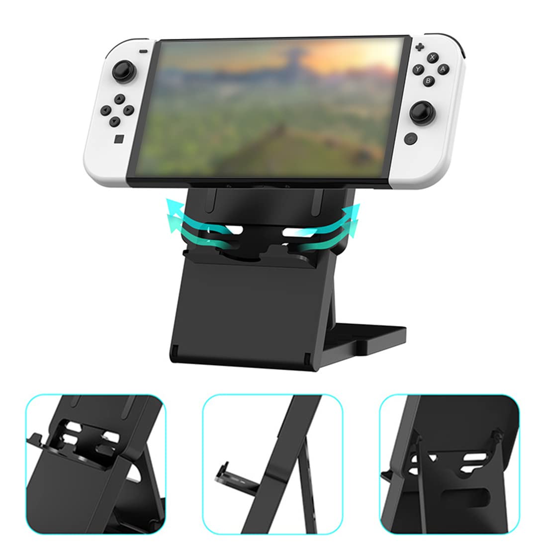 Compatible con Nintendo Soporte plegable y ajustable para Switch y Switch Lite (negro)