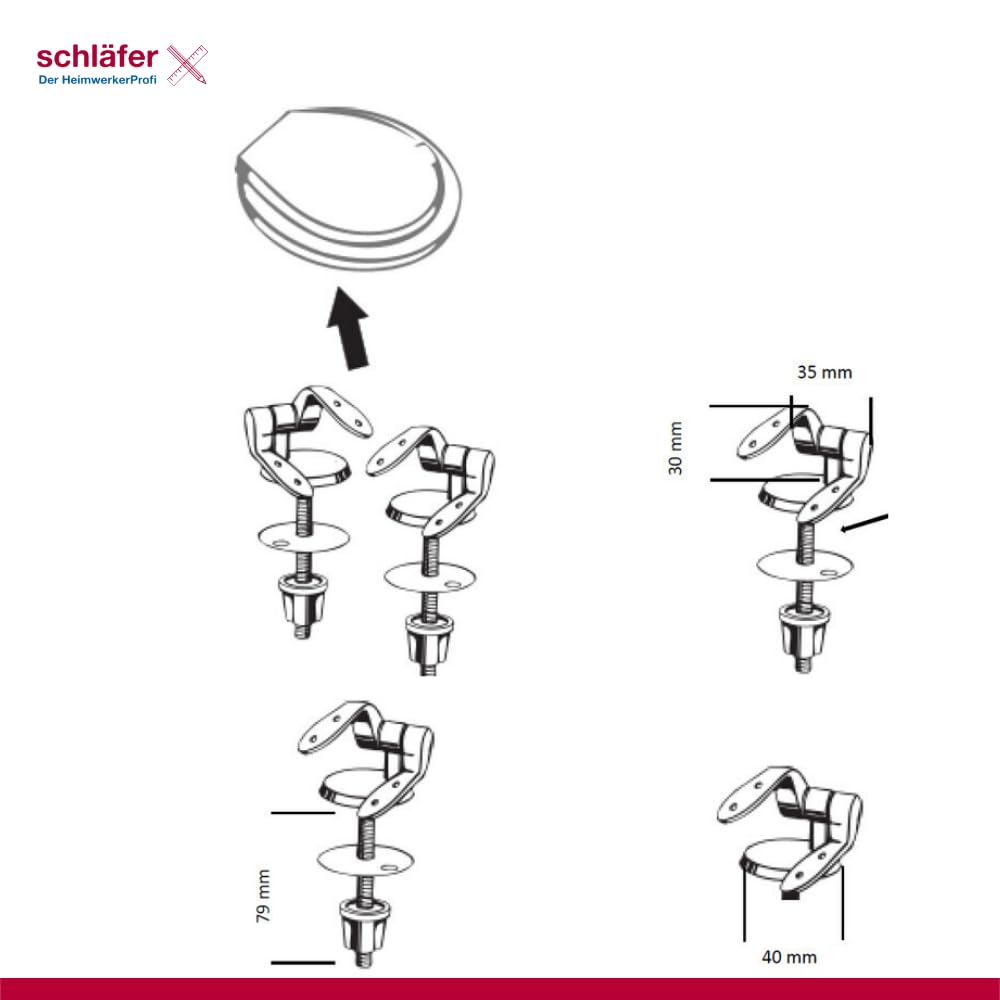 Schläfer 4638201 | Sedile Wc Nero, Copriwater Universale Colorato per Bagno, Coprivaso Weser, Tavoletta Copri Wc Bagno in Legno, Cerniere Regolabili in Ottone Cromato, Copritazza per Wc Forma Ovale.