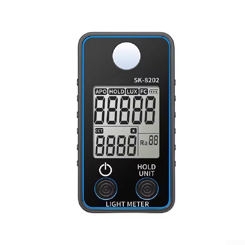 Zilimontt SK-8201 und SK-8202 Digitales Beleuchtungsmessgerät mit Farbtester, 0,5-300000 LUX Bereich, professionelles Messgerät für LED-Leuchten und (SK-8 202)