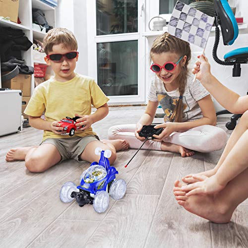 UTTORA Remote Control Car,RC Cars Toy for Kids, High Speed RC Stunt Car for Boys&Girls 360 Rotating Off Road Stunt Car Outdoor Electric RC Truck Rechargeable RC Car for Kids Adult (Blue) - Thumbnail 5