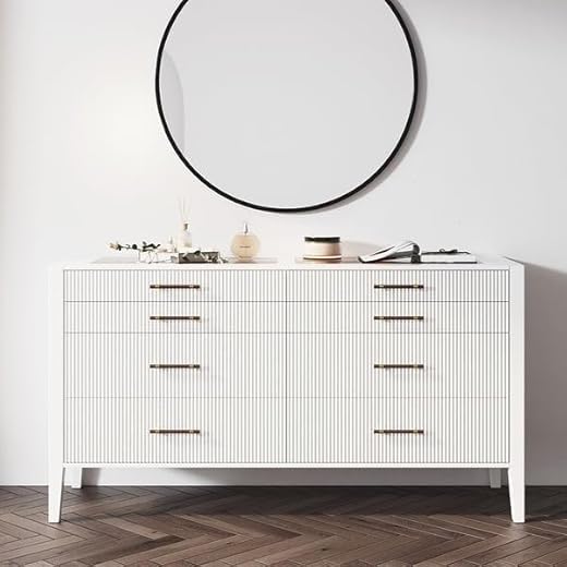 Modern Fluted White Dresser & Chest