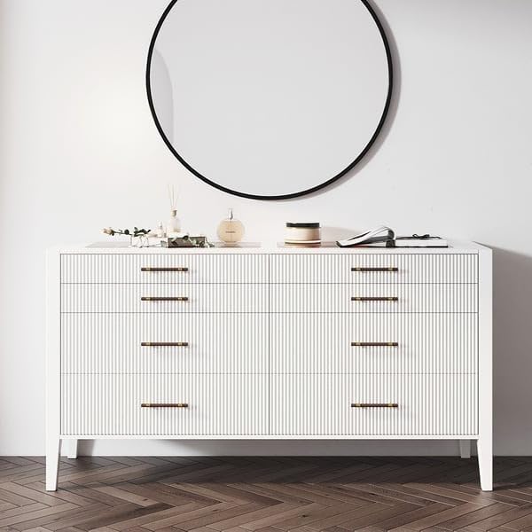NG Decor Modern Fluted White Dresser & Chest with Tempered Glass Top & Jewelry Display-picture-19
