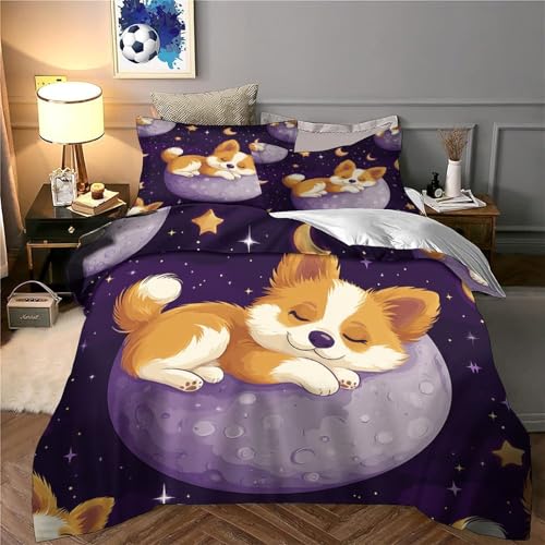 Chiot mignon housse de couette 140x200cm imprimée en 3D microfbre