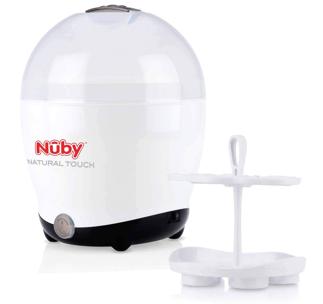 Nuby NTVP39 Vaporisator/Sterilisator für 5 Flaschen und Zubehör inklusiv 3x PP Flasche, 240 ml, weiß
