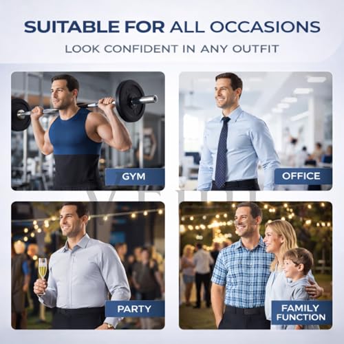 Image of Tummy Tucker Men Shapewear Compression Vest for Tummy Control - Seamless Slimming Body Shaper for Men, Waist Trainer Compression Undershirt for Gym, Office