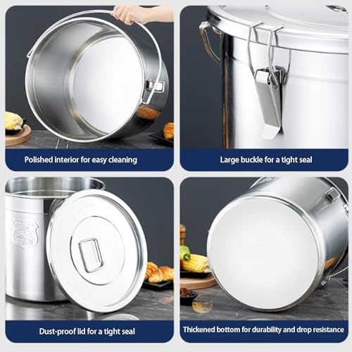 Contenitori in acciaio inox con coperchio, serrature e manico, contenitori multiuso per cereali, farina, riso, spezie