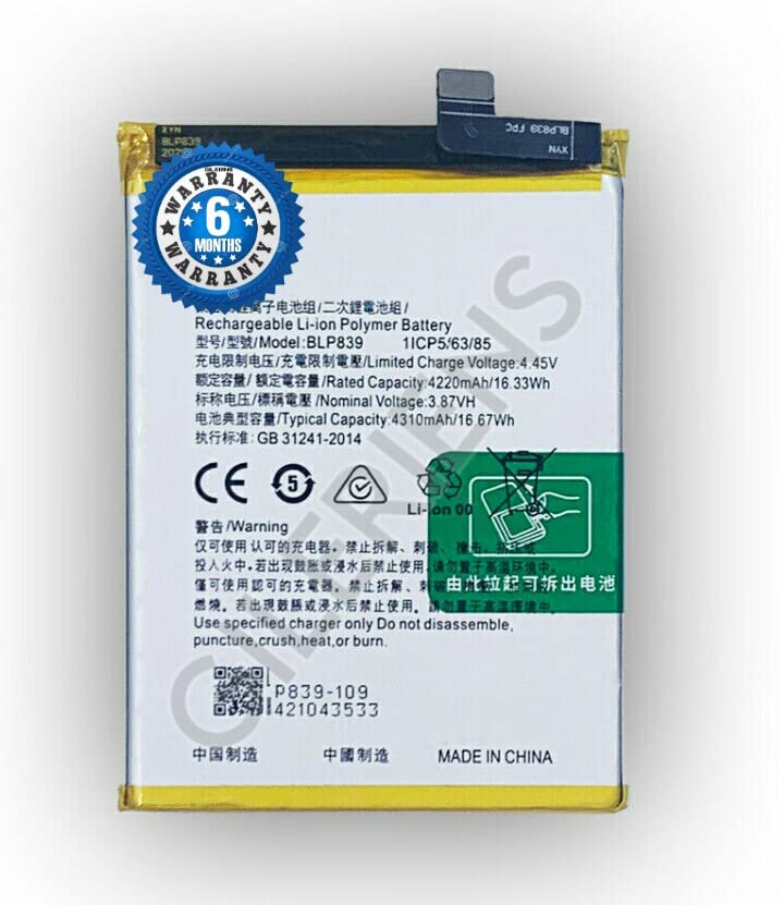 Image of Original BLP839 Battery for Oppo A95 5G Battery with 6 Month Warranty**** (Z000137)