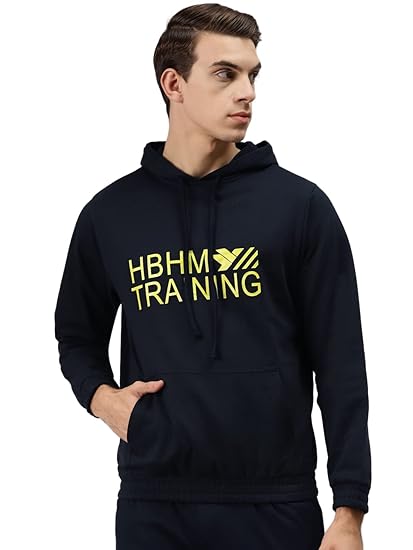 Men's Cotton Blend Chest Printed Hooded Sweatshirt