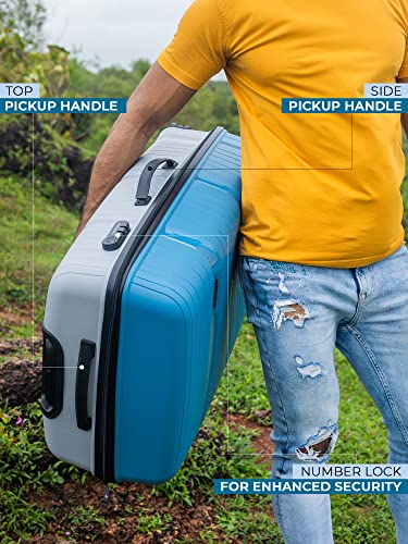 Image of Nasher Miles Nicobar Hard-Sided Polypropylene Check-in Luggage Blue and Grey 24 inch |65cm Trolley Bag