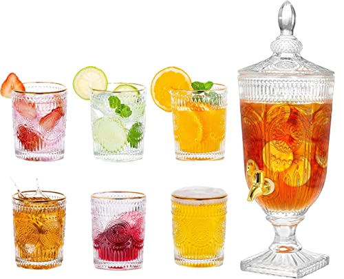 Image of Wringo Premium 7pc Crystal Water Jug with Glass Set and Jug Set Combo,Freezer Safe and Dishwasher Safe (6 Pieces Glasses 200ML and 1 Water Juice Jug 1 Liter), Transparent, Glass and Jug Set (WS-01)