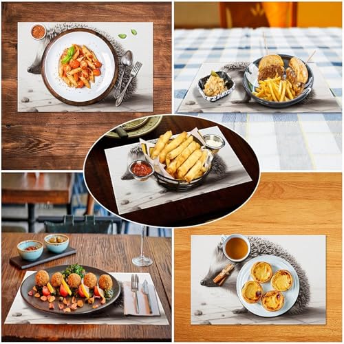 Set de table hérisson antidérapant lot de 6 pièces lavables cuisine - 6