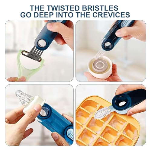 Image of ALOUD CREATIONS polypropylene (Pack of 2) 3 in 1 Multifunctional Bottle Cleaning Brush for Bottle Cap|Cup Cleaner Brush|Multipurpose Tool for Crevices, Grooves, Lid, Straw|Cup Lid Gap Cleaning Brush