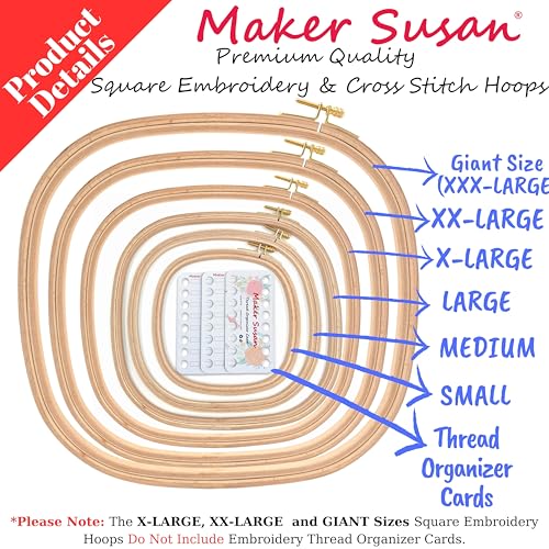 Image of Maker Susan Giant Size (16 inch X 16.5 inch) (XXX-Large) Beechwood Square Embroidery Hoop, Cross Stitch Hoop and Frame, Punch Needle and Quilting Hoop for Embroidery, Cross Stitch (Giant Size)