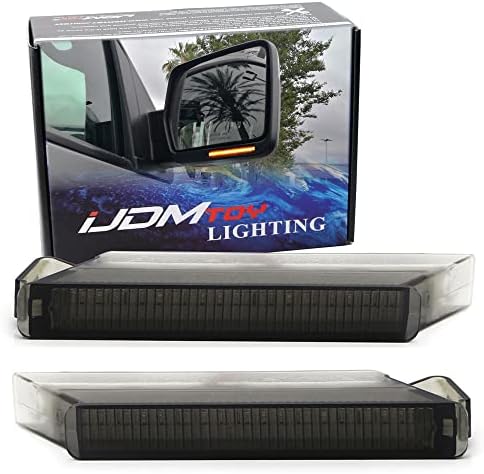 iJDMTOY (2 Smoked Lens Amber LED Side Mirror Turn Signal Lamps Compatible with Ford F150 Expedition, Lincoln Mark LT (Powered by 24 Pieces of SMD LED Chips)