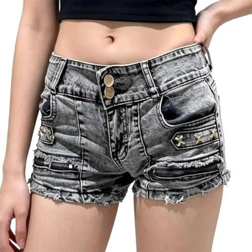 Women Denim Shorts Street Aesthetic Style High Waist Casual Pants