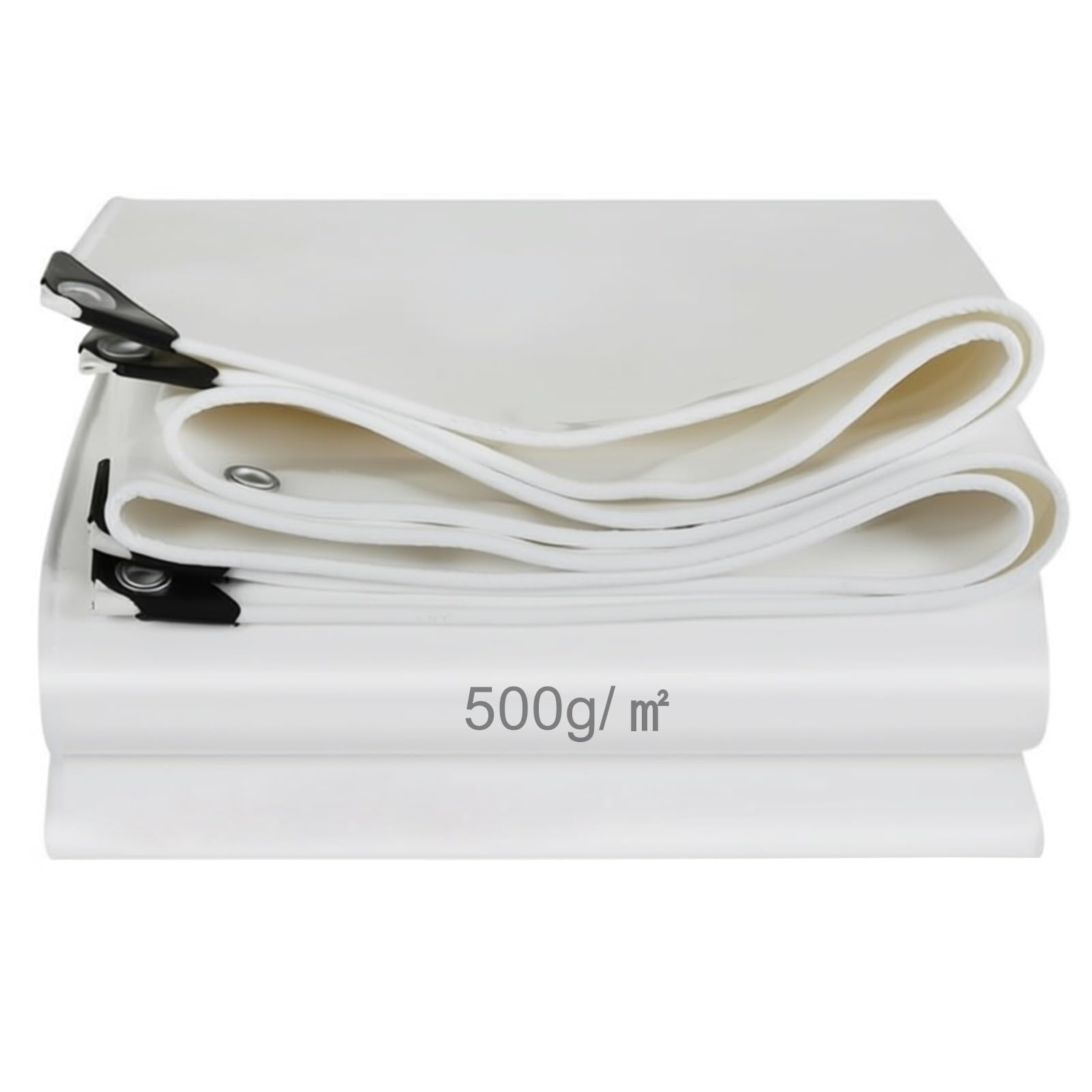 Heavy Duty White Waterproof Tarp 500g/m² 3x6m,5x7m Polyethylene Canvas Tarpaulin with Grommets, Multipurpose Outdoor Snowproof & Windproof Cover(1x1.8m(3.3ftx5.9ft))