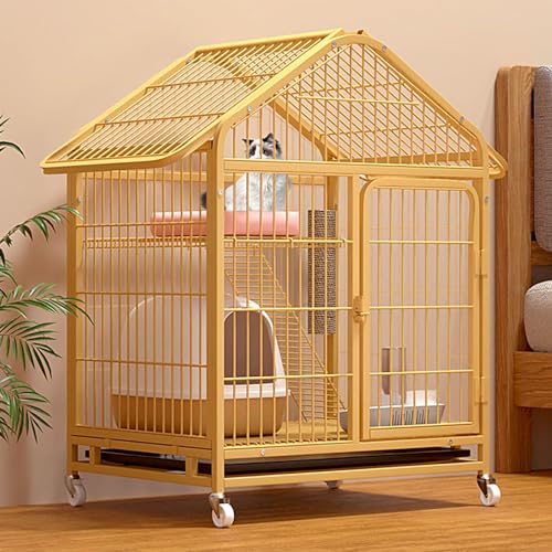 Cage chenil en métal HJMMWT grand enclos extérieur à roues pour 1 à 3 chats