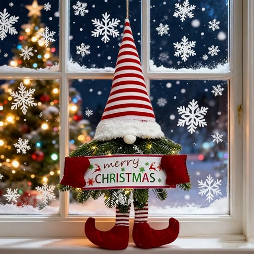 Türkranz Weihnachten LED Weihnachtskranz Haustür, 50CM Wichtel...