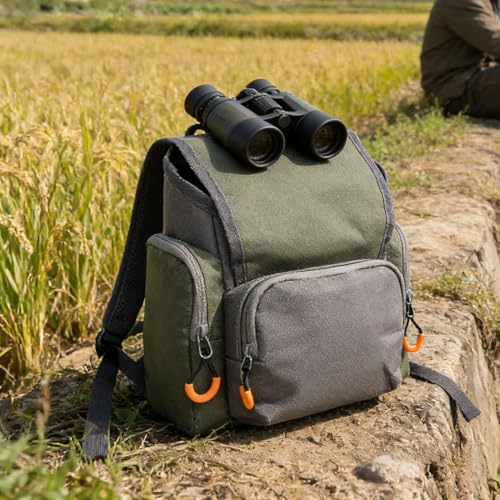 SUNGOOYUE Bolsa de Pecho para Exteriores, Arnés Binocular, Paquete de Pecho, Bolsa para Binoculares Ajustable, Plataforma Ligera de Nailon 500D con Cubierta para Lluvia para Senderismo,