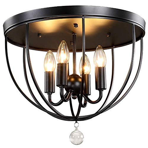 Lustre industriel rétro en fer forgé noir américain pour bar et vêtements
