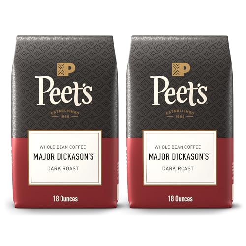 Peet's Coffee, Dark Roast Whole Bean Coffee - Major Dickason's Blend, 18 Ounce Bag (Pack of 2)