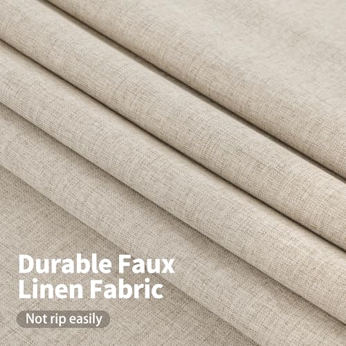 Image of YoungsTex Oatmeal Linen 100% Blackout Curtains 63 Inch Length for Bedroom, Thermal Insulated Black Out Drapes with Grommets Privacy for Living Room Window, 2 Panels, 42 X 63 Inch