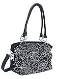 ZZFAB Laser Cut Bling Purses Double handle purse Black
