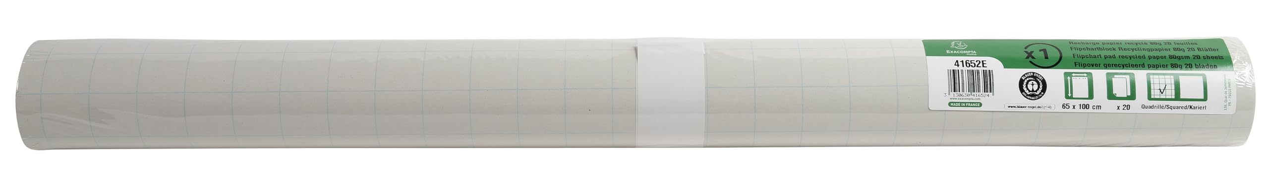 Exacompta - Ref. 41652E – Caja de 5 recambios de papel FOREVER para cuadros de conferencias – Papel reciclado de 80 g/m2 – 20 hojas microperforadas impresas a doble – Ajuste 25 x 25 mm – 65 x 100 cm