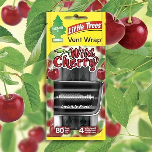 Image of LITTLE TREES Car Air Freshener | Vent Wrap Provides Long Lasting Scent, Invisibly Fresh | 16 Air Fresheners | Wild Cherry